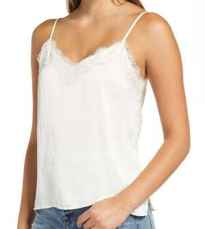 BP. Womens Camisole 3x Ivory NWT Eyelash Lace Trim Adjustable Spaghetti Straps